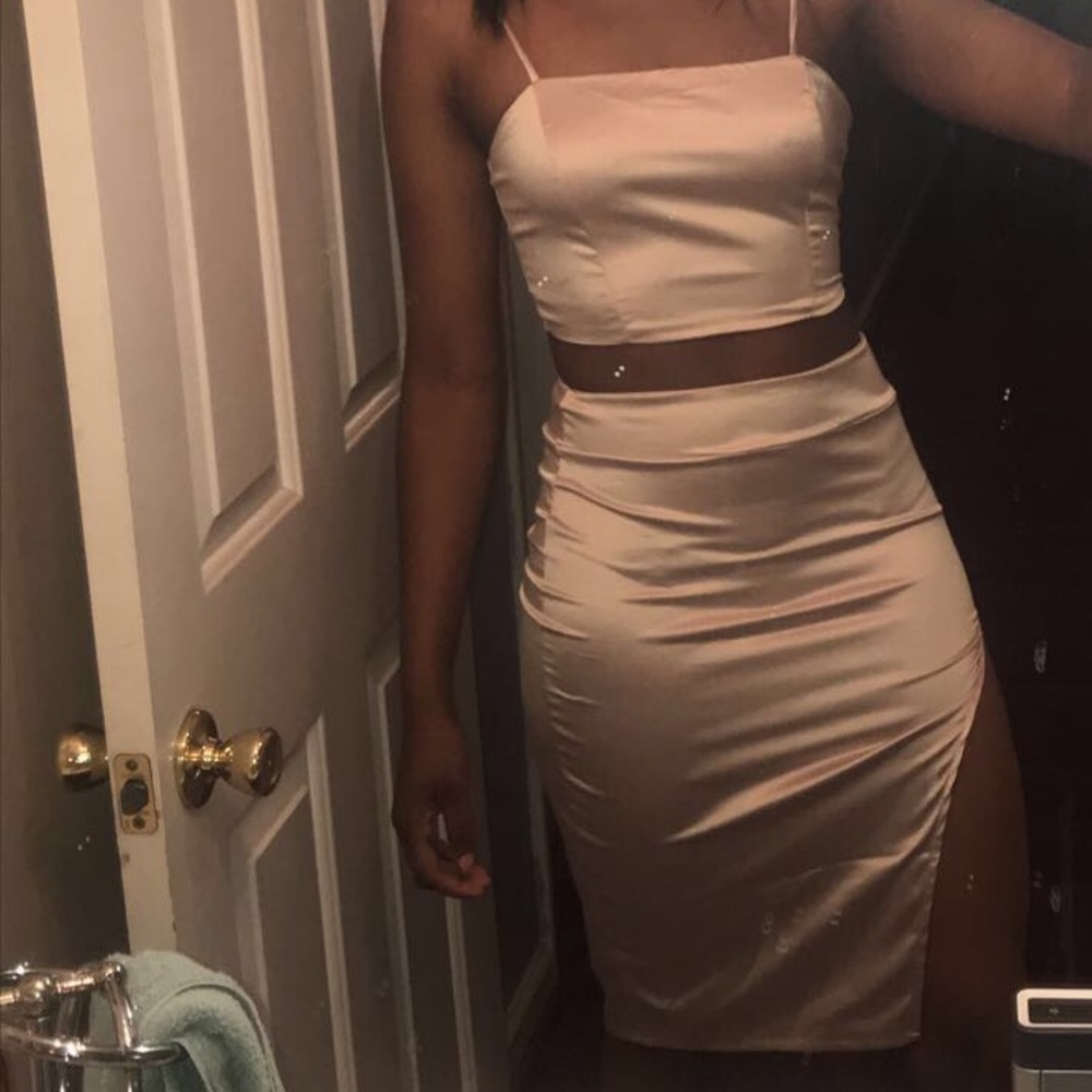 Two piece satin Fashion Nova set